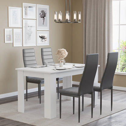 Modern 4-6 Seater White Dining Table and Chairs Set