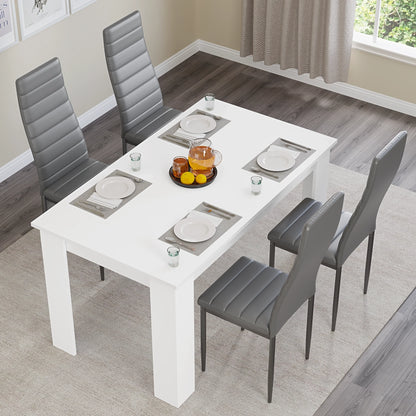 Modern 4-6 Seater White Dining Table and Chairs Set