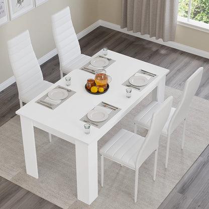 Modern 4-6 Seater White Dining Table and Chairs Set