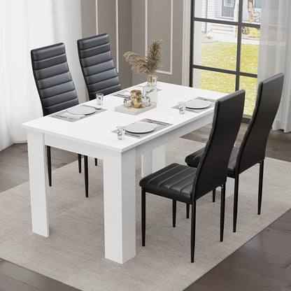Modern 4-6 Seater White Dining Table and Chairs Set