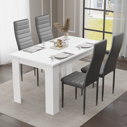 Modern 4-6 Seater White Dining Table and Chairs Set