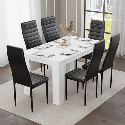 Modern 4-6 Seater White Dining Table and Chairs Set