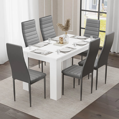 Modern 4-6 Seater White Dining Table and Chairs Set