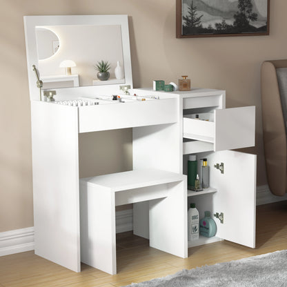 Dressing Table with Mirror and Storage - Makeup Vanity Desk for Girls