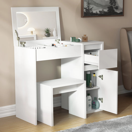 Dressing Table with Mirror and Storage - Makeup Vanity Desk for Girls
