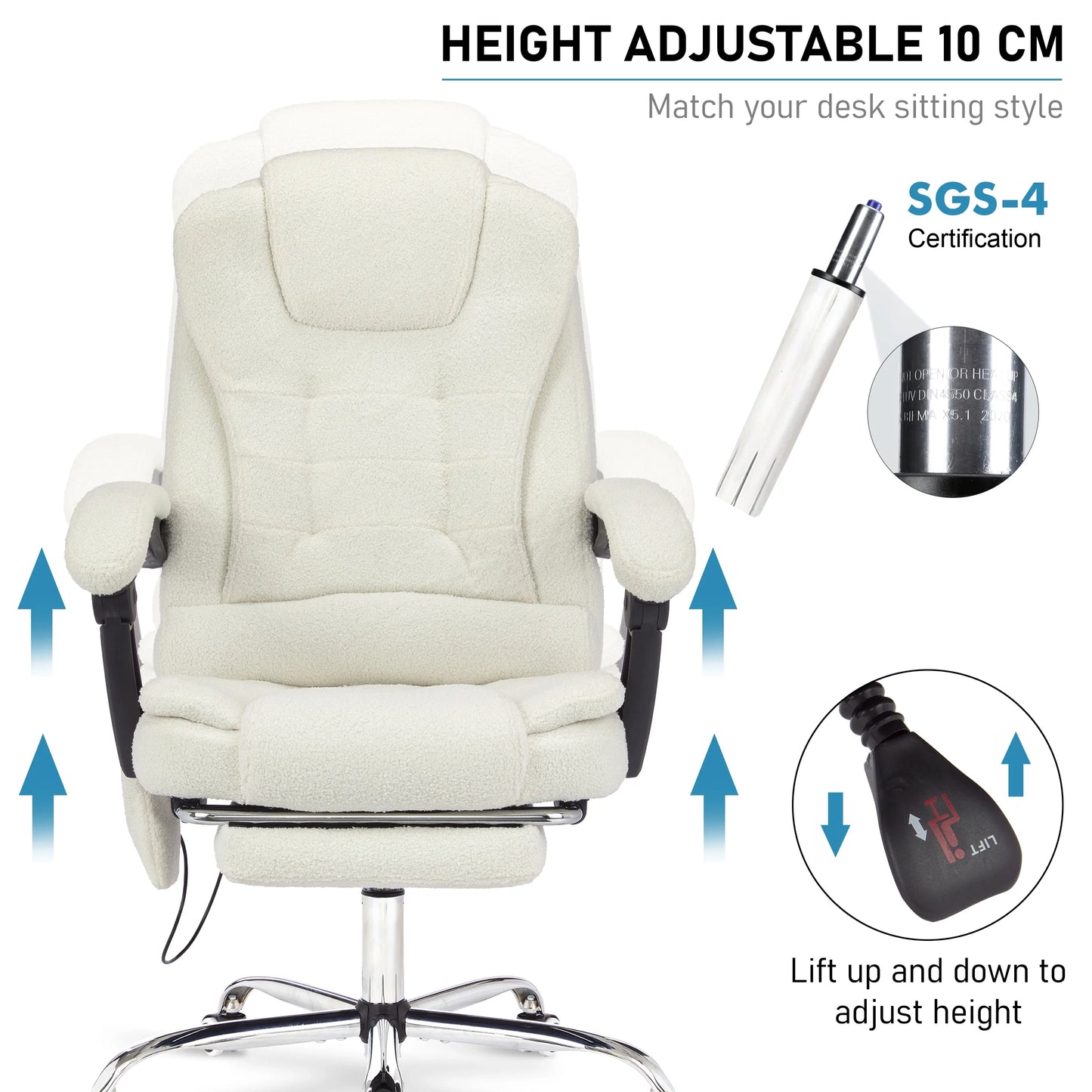 Massage Office Chair with Footrest - Ergonomic Desk Chair