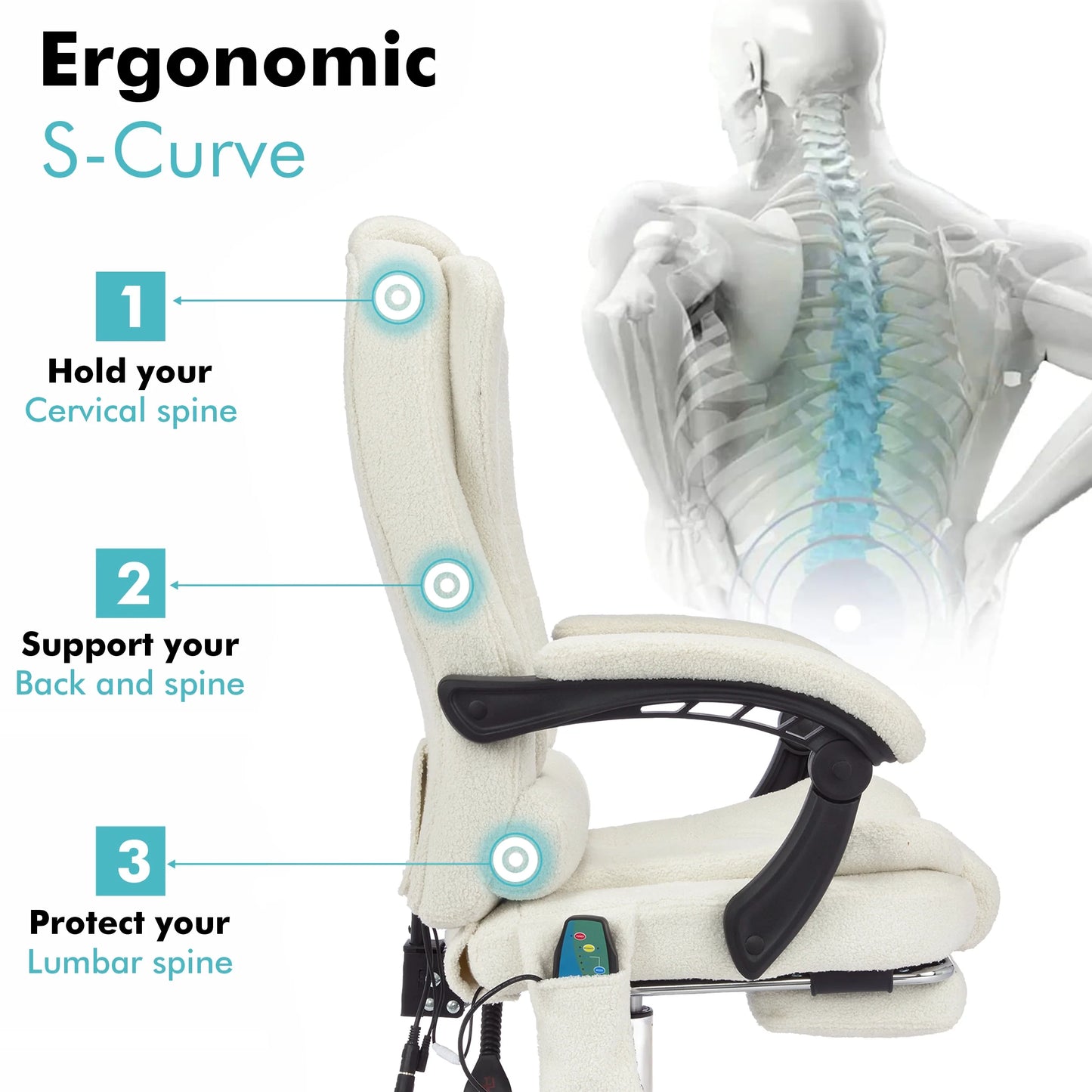 Massage Office Chair with Footrest - Ergonomic Desk Chair