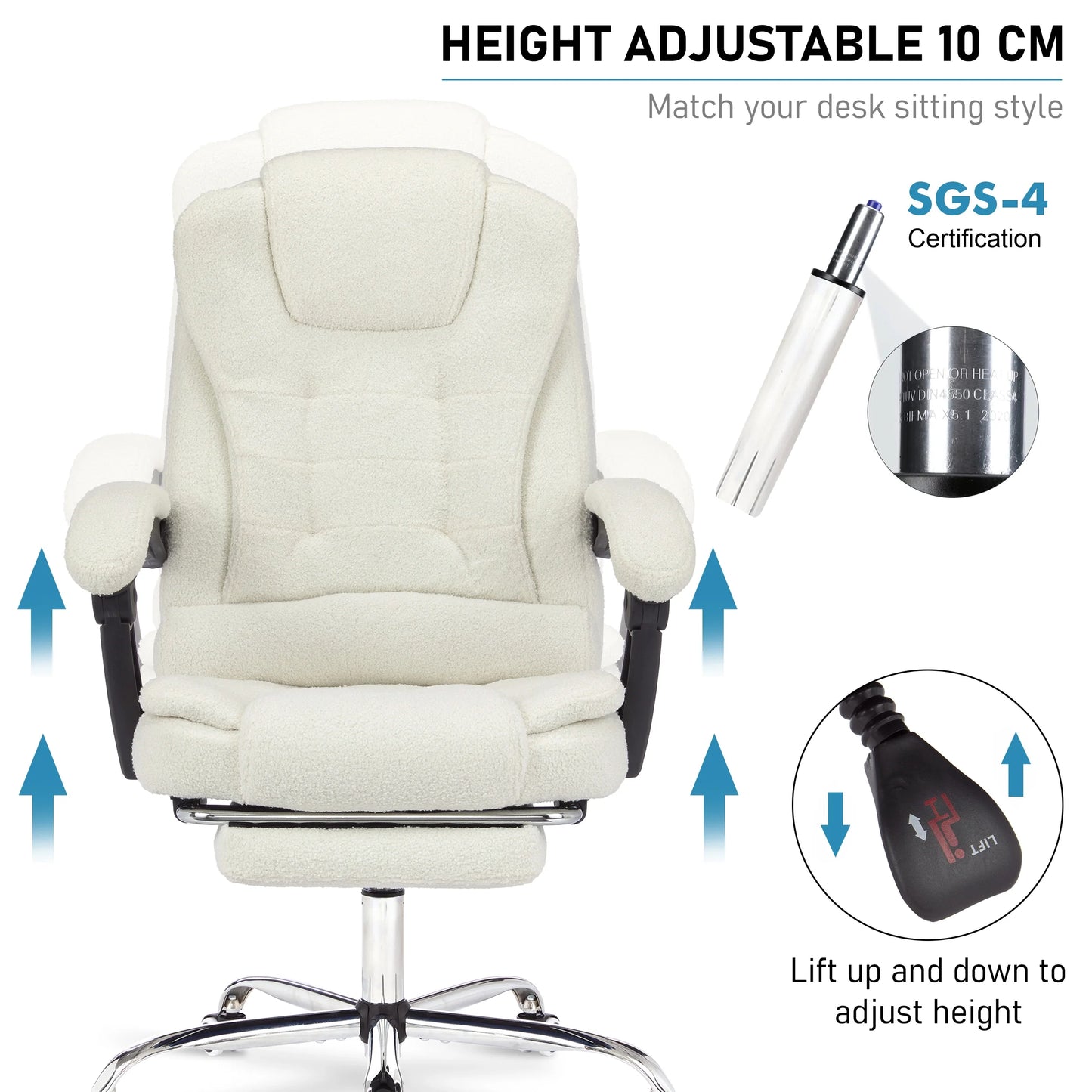Executive Office Chair With Footrest - Ergonomic Reclining Desk Chair