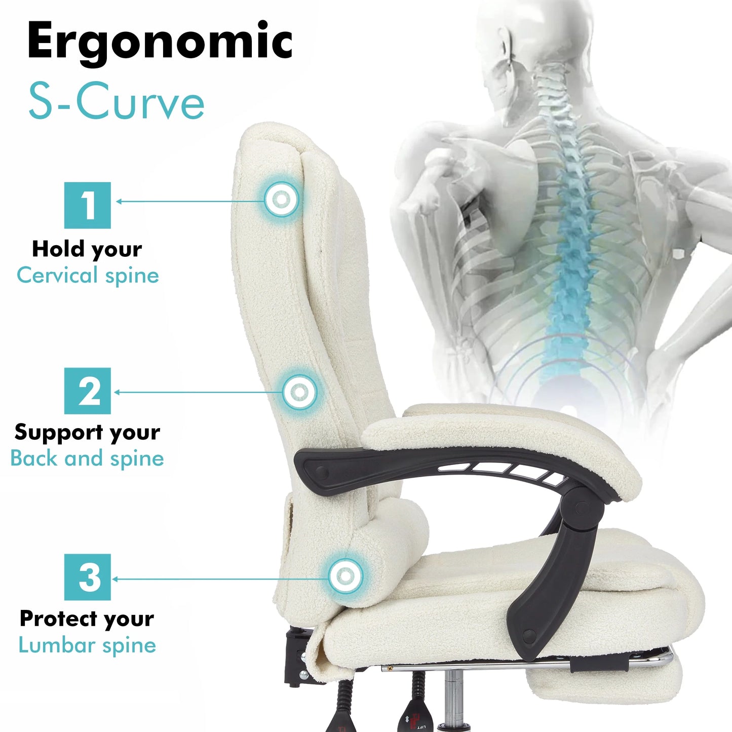 Executive Office Chair With Footrest - Ergonomic Reclining Desk Chair