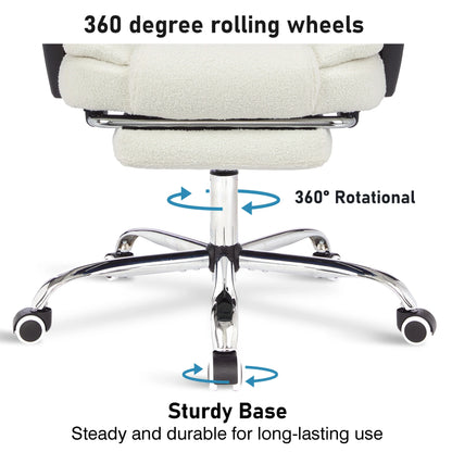 Executive Office Chair With Footrest - Ergonomic Reclining Desk Chair