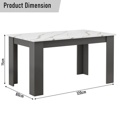 White Marble 4-6 Seater Dining Table and Chairs Set