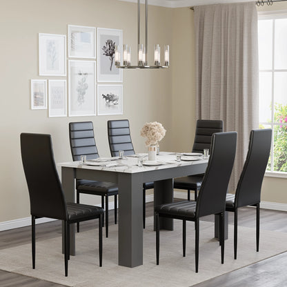 White Marble 4-6 Seater Dining Table and Chairs Set