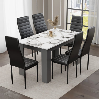 White Marble 4-6 Seater Dining Table and Chairs Set