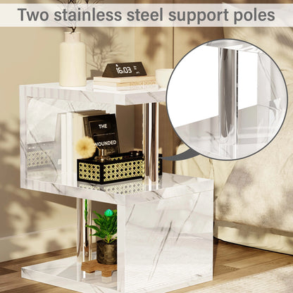 Small Sofa Side Table with Storage & LED - High Gloss End Table