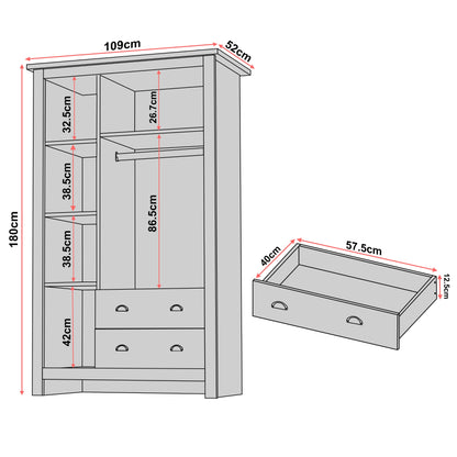 Shaker Triple Wardrobe With Drawers And Shelves