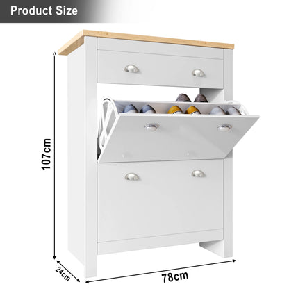 Shoe Cabinet With Drawer | 2 Door Slim Shoe Storage Unit