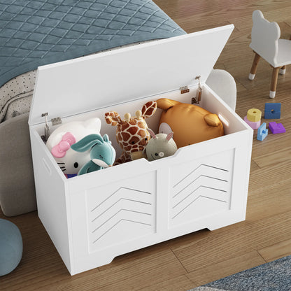 Blanket Box Storage Chest - Large Toy Box With Lid & Safety Hinges