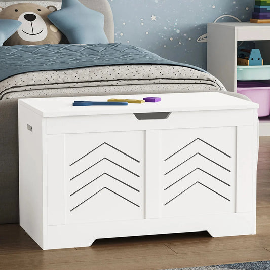 Blanket Box Storage Chest - Large Toy Box With Lid & Safety Hinges